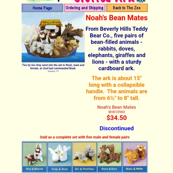 Beverly Hills Teddy Bear Co. Noah's Bean Mates Set - Picture 2 of 14